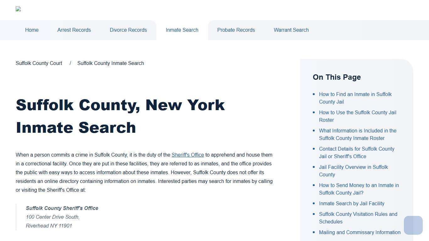 Suffolk County Inmate Search Suffolk County Court